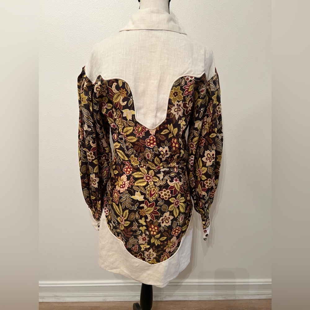Alemais Floral Puff Sleeve Dress - Cream and Multicolor - Picture 6 of 9